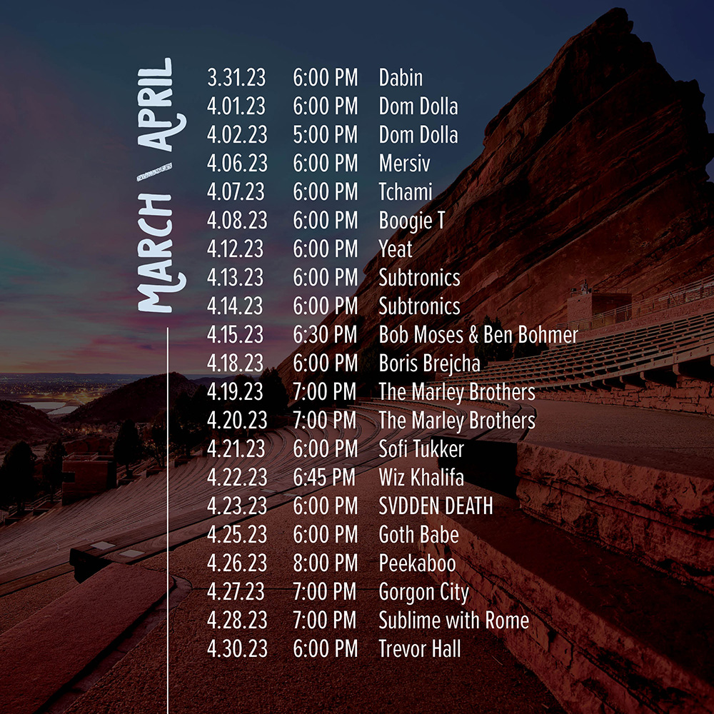 Red Rocks Schedule Social Media LT.Digital