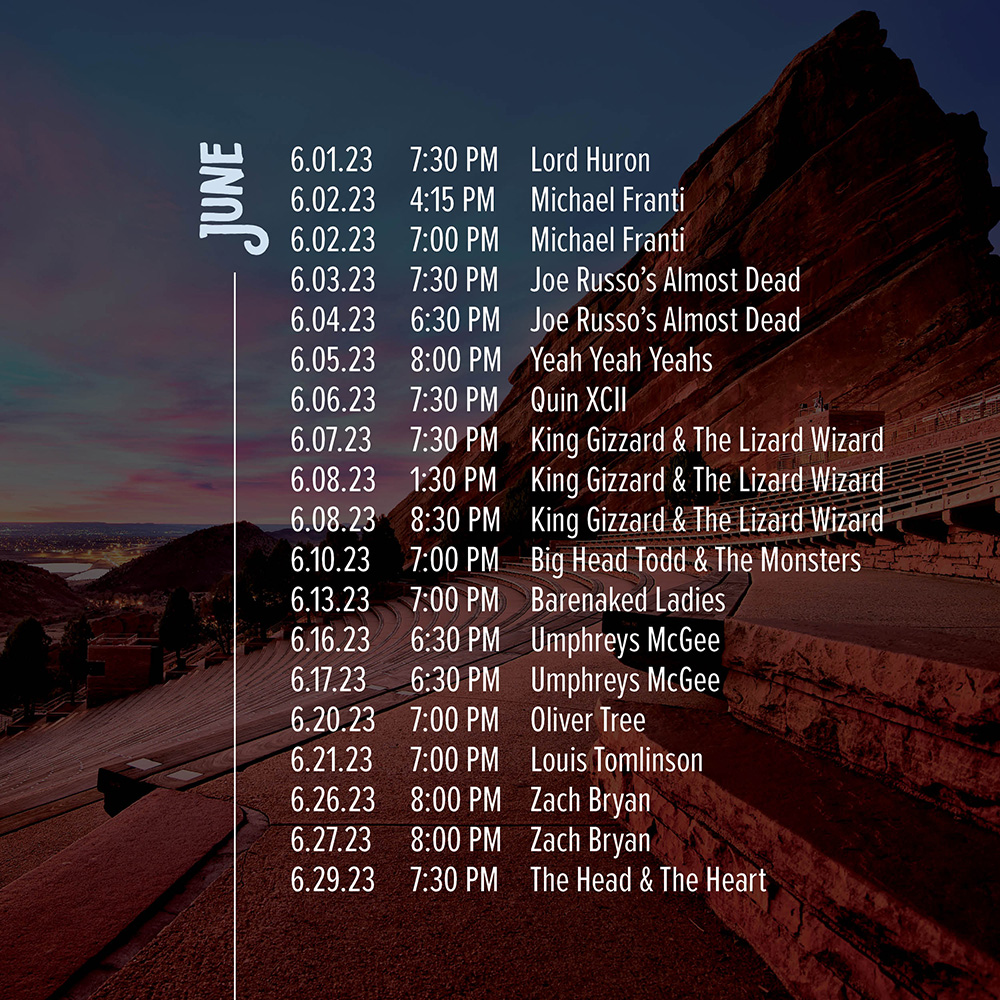 Red Rocks Schedule Social Media LT.Digital